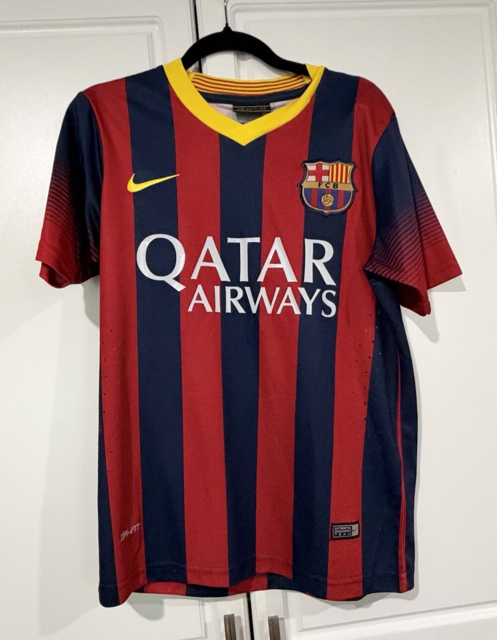FC Barcelona Qatar Airways 2014 Soccer Jersey MESSI #10 Nike Men’s S